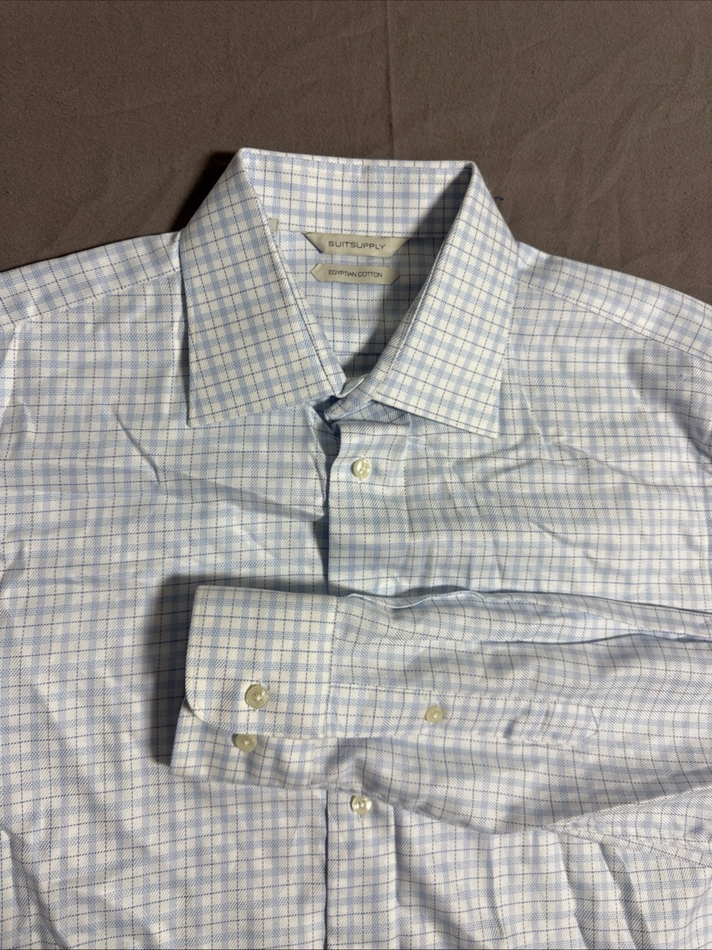 Suitsupply Mens 41-7 16L Windowpane Egyptian Cotton Tessitura Monti Dress Shirt